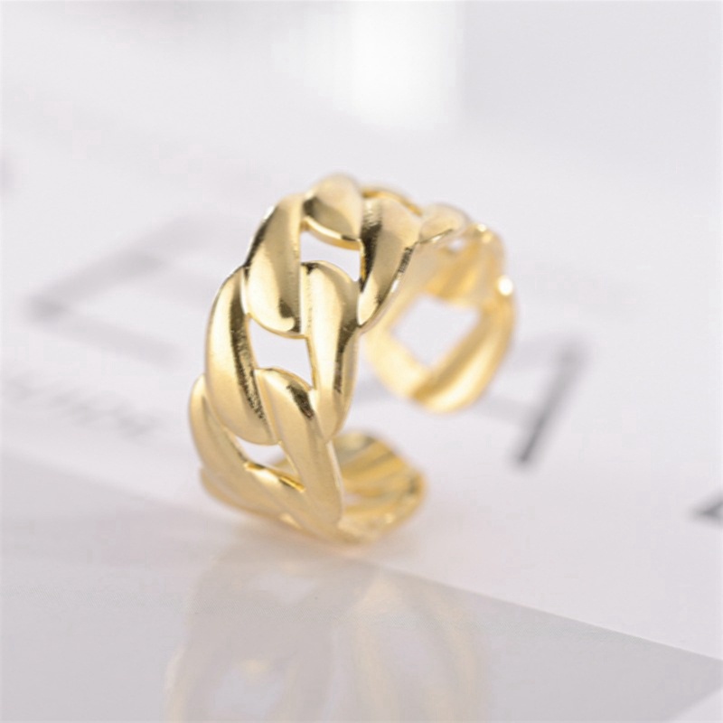 Cincin Rantai Model Terbuka Dapat Disesuaikan Gaya Retro Untuk Pria Dan Wanita