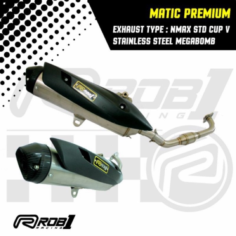 KNALPOT ROB1 NMAX OLD STD CAP V COVER SS MB 100% ori