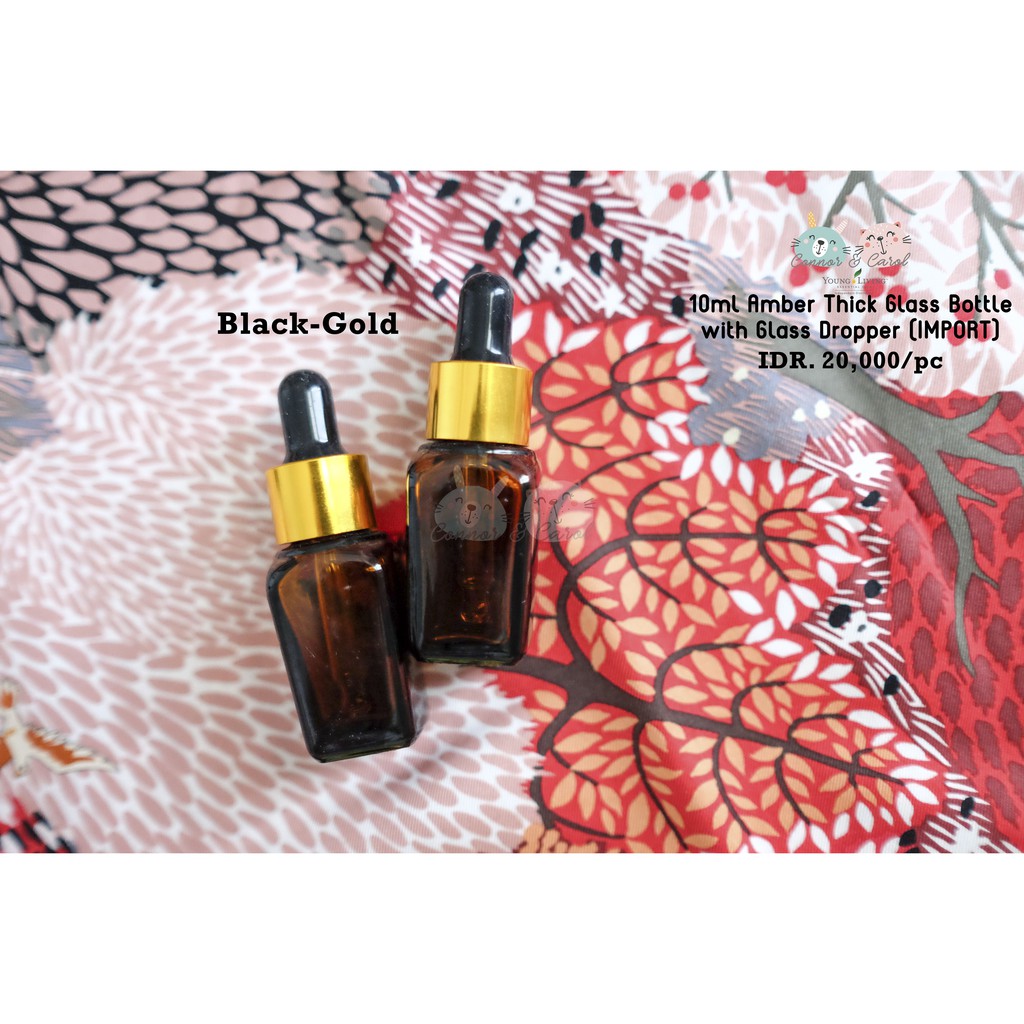 10ml botol pipet kaca tebal kotak gold hitam