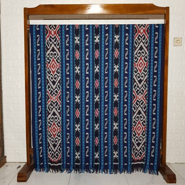 Blanket Tenun Kain Troso Tradisional Motif Lombok Sumba Warna Biru Buat Baju