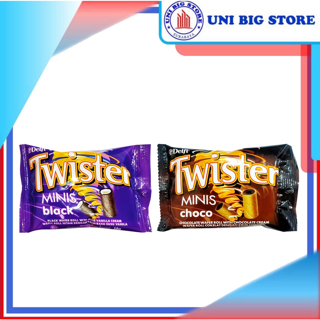 

Delfi Twister Minis Black - Choco Wafer Roll Coklat 30 gr Sachet