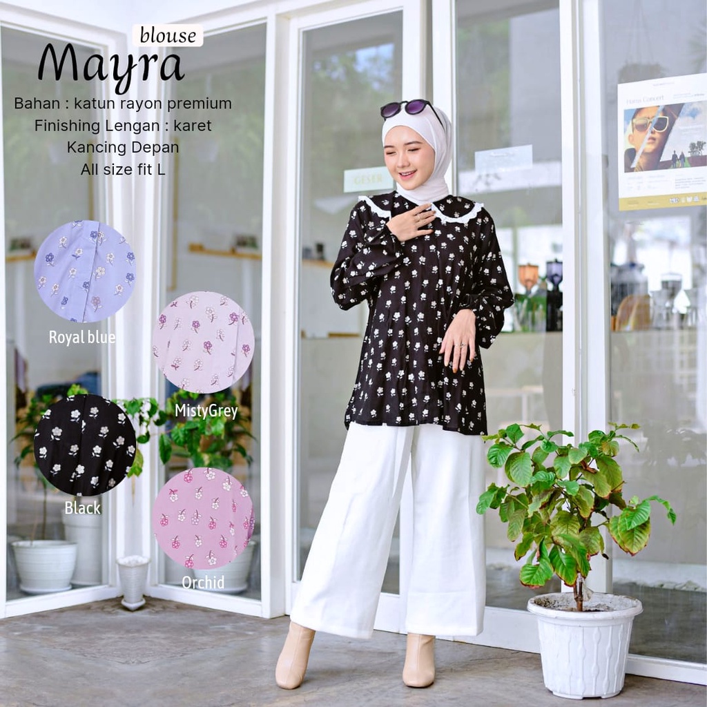 New - Blouse Mayra Motif Blouse Katun Rayon Kemeja Wanita Bahan Halus Nyaman Dipakai | Bisa Cod