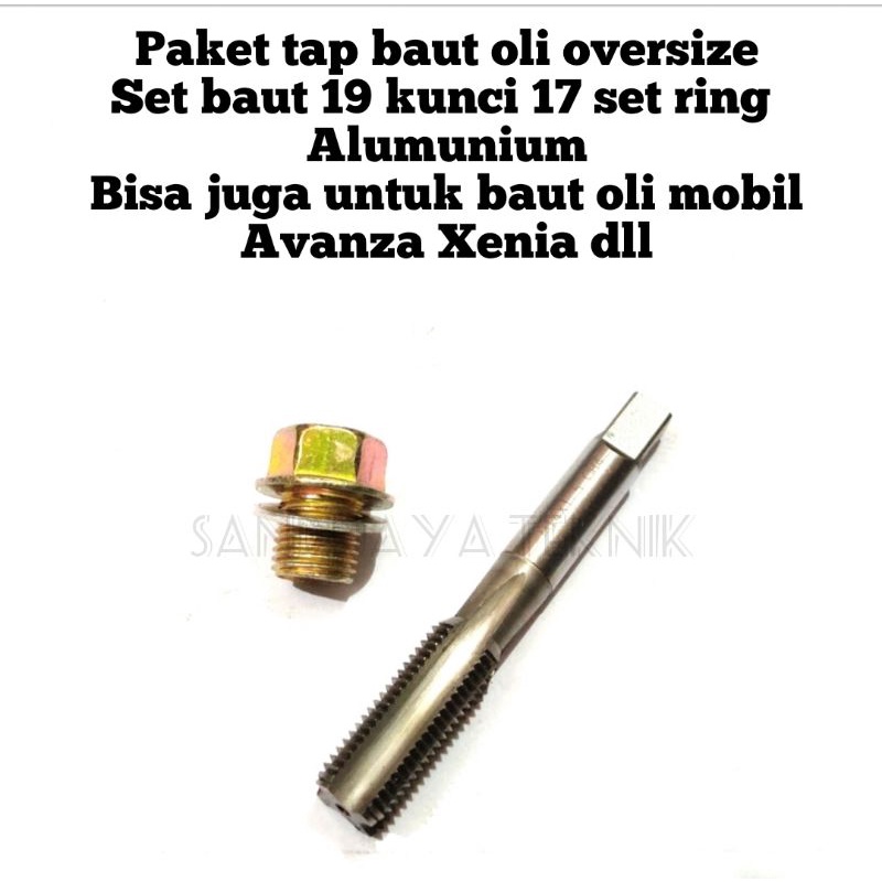 paket tap baut oli oversize mobil / motor set baut 19 kunci 17. tap M14x1.5 OSG Japan