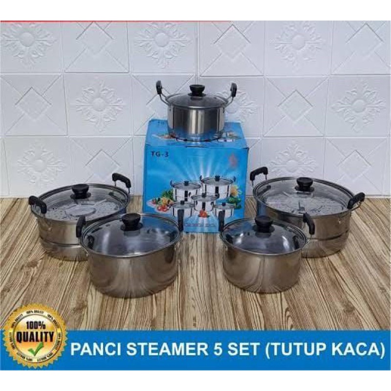 Panci Steamer 5 Set (tutup kaca)