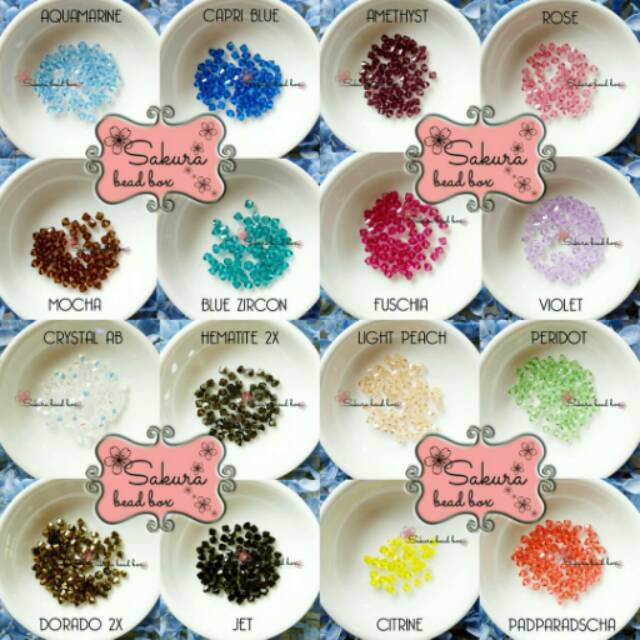 Pack 6 pcs Swarovski Crystal Genuine Austria Bahan Aksesoris Gelang Kalung Kristal Swarovski Asli