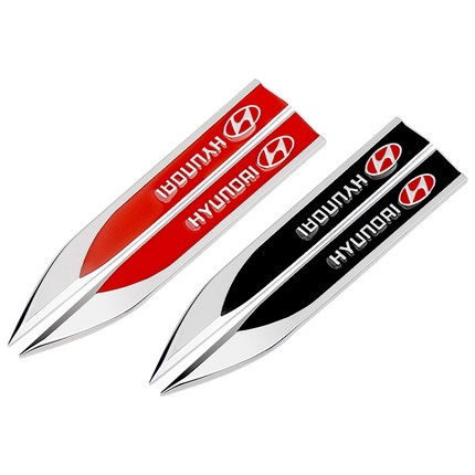 2pcs Stiker Metal 3D Dekorasi Fender Samping Mobil Hyundai Accent I10 Elantra HB20 I30 Tucson Creta ix35