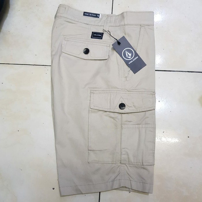 NEW FB CELANA CHINOS PENDEK CARGO VOLCOM ORIGINAL SURF SKATE - VOLCOM KHAKI