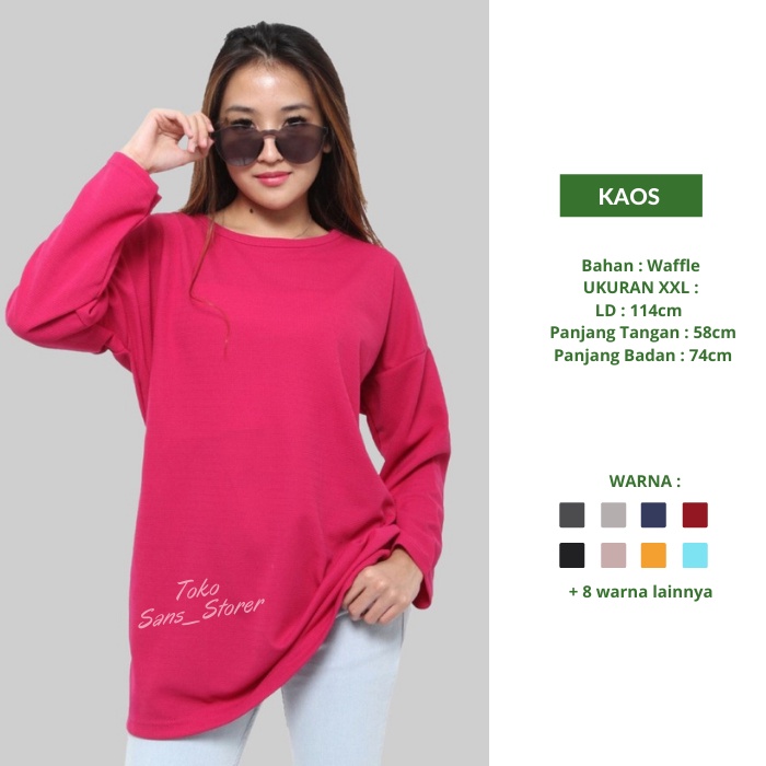 Kaos Tangan Panjang Polos Distro Murah Baju Oversize Lengan Panjang Cewek Oversized Wanita AQLA.W