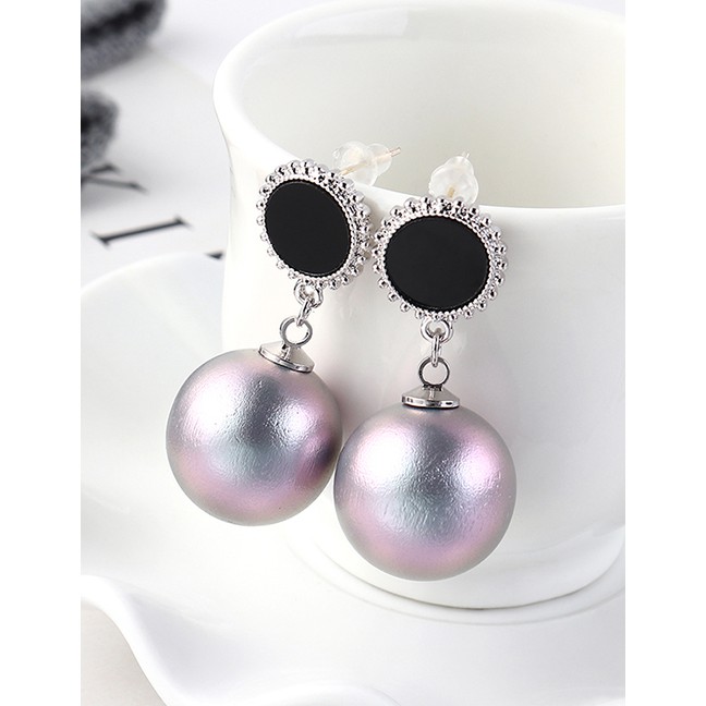 LRC Anting Tusuk Fashion Platinum Plated Pearl S925 Silver Needle Stud Earrings Y62605
