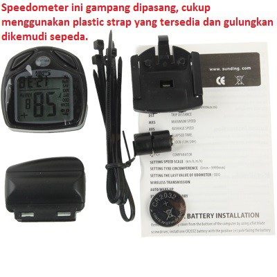 Speedometer Sepeda Wireless Display LCD - SD-548C - Black-Waterproof-anti air