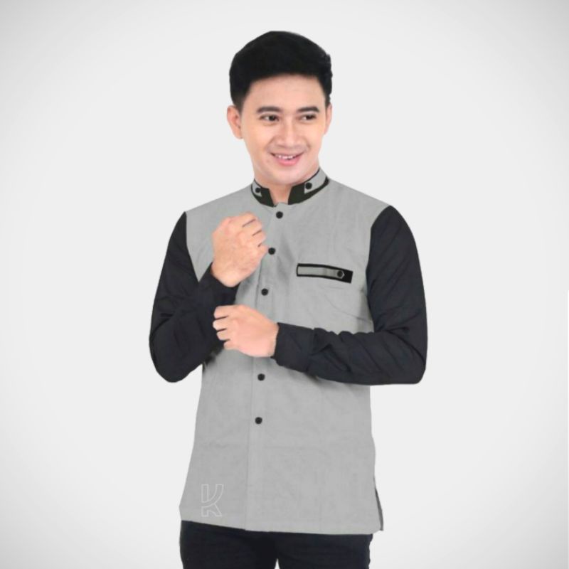 BAJU KOKO PRIA DEWASA LENGAN PANJANG MOTIF SCODER ELRUMI BAJU KOKO DEWASA EL RUMI KEMKO TAQWA HADROH LAKI LAKI PUTIH ABU POLOS KOMBINASI-1