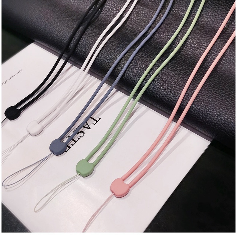 Tali Lanyard Panjang Bahan Silikon Warna Permen Untuk iphone huawei samsung redmi xiaomi