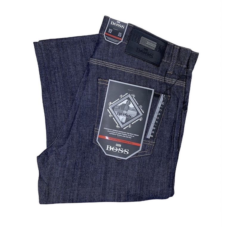 Celana Panjang Jeans Pria Jeans Original BOSS Standar Ngaret Warna Biru Stretch - Regular Ngaret