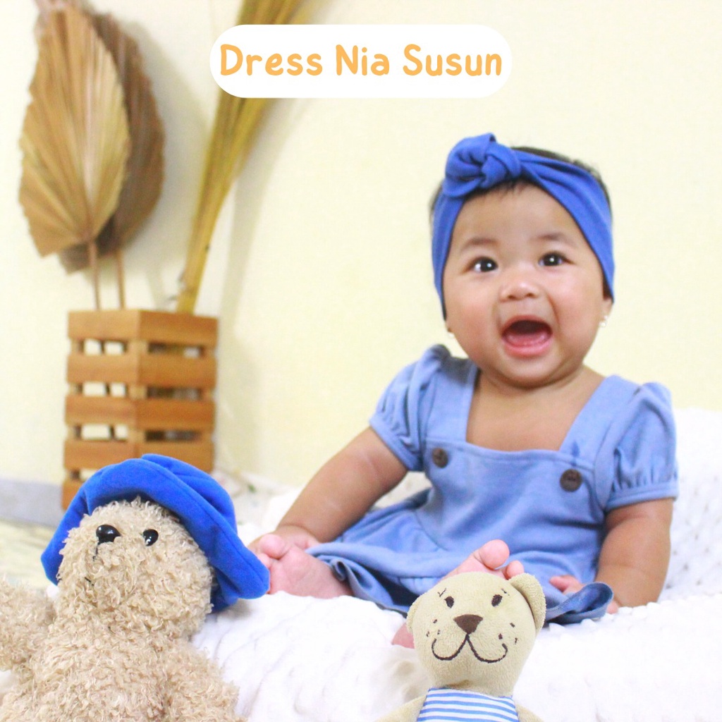 Fashion Sale !!! Dress Bayi Perempuan Dress Bayi Nia Susun Polos Warna Premium 3-6 Bulan