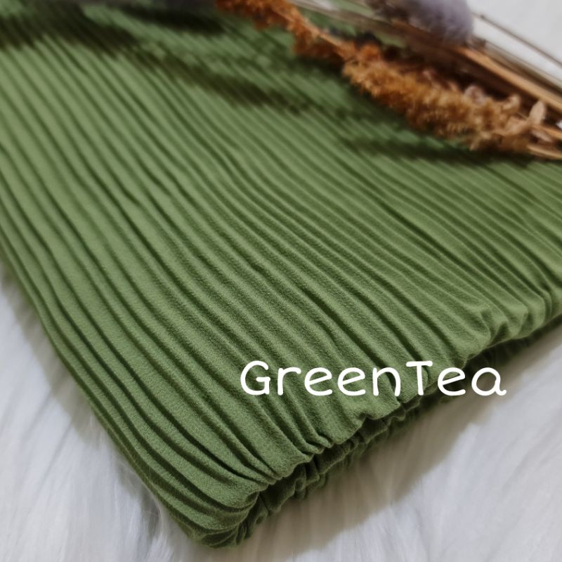 Pashmina Plisket Lidi Full Premium 180X75 CM By Milanda Mode-GreenTea