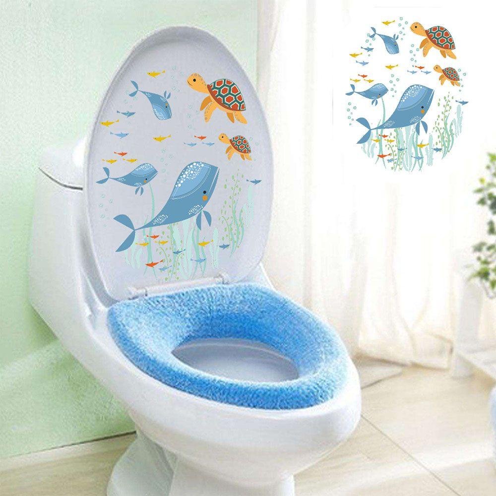 【 ELEGANT 】 Stiker Toilet Kamar Mandi 3d Hot Sale Lucu Removable Kartun PVC Dekorasi Rumah