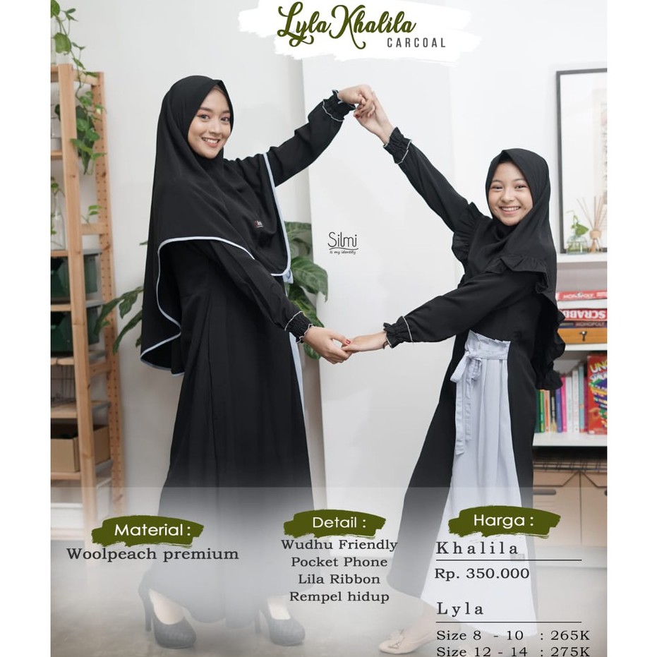 Gamis Syari Couple Gamis Anak + Khimar Hitam Khalila