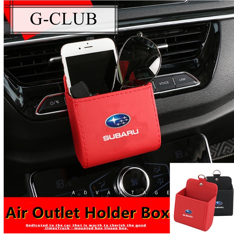 (G-CLUB) Tas Penyimpanan Handphone / Kunci / Kacamata Bahan Kulit Untuk Blower Ac Mobil Subaru XV Forester WRX STI