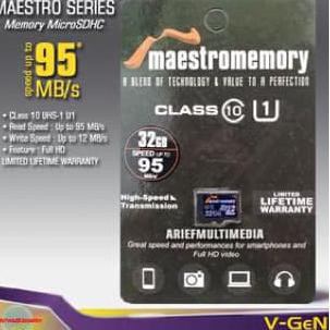NEW MEMORY MAESTRO 32GB CLASS 10 (MICROSD/VGEN/V-GEN/MEMORI/32 GB MILENIA