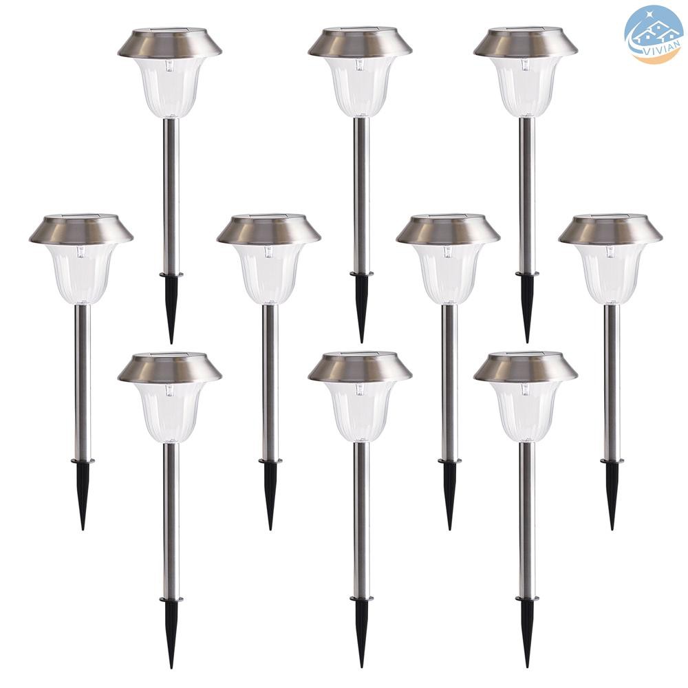 Vian 10 Pack Solar Garden Lights Outdoor Stainless Steel White Led Pathway Lamp Garden Decoration Landscape Lighting For Patio Lawn Yard Walkway Shopee Indonesia