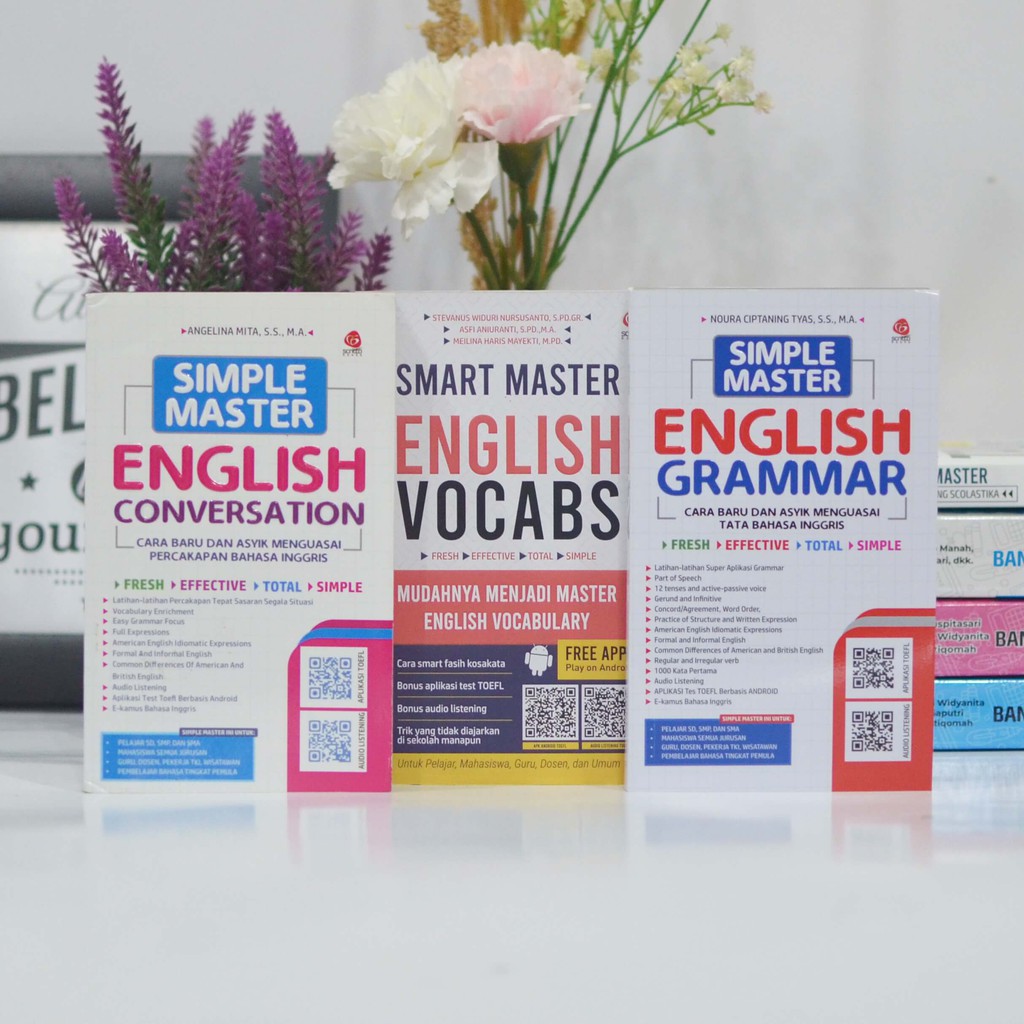 PAKET 3 BUKU SIMPLE MASTER GRAMMAR, CONVERSATION, & CRUCIAL WORDS Belajar Bahasa Inggris English-GRAM,CONV, VOCABS