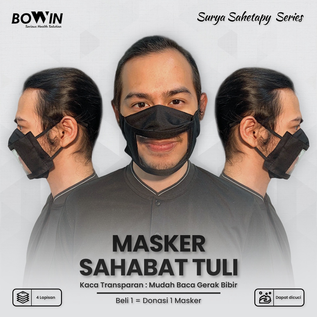 Bowin Masker Sahabat Tuli - Masker Transparan: Mudah Baca Gerak Bibir