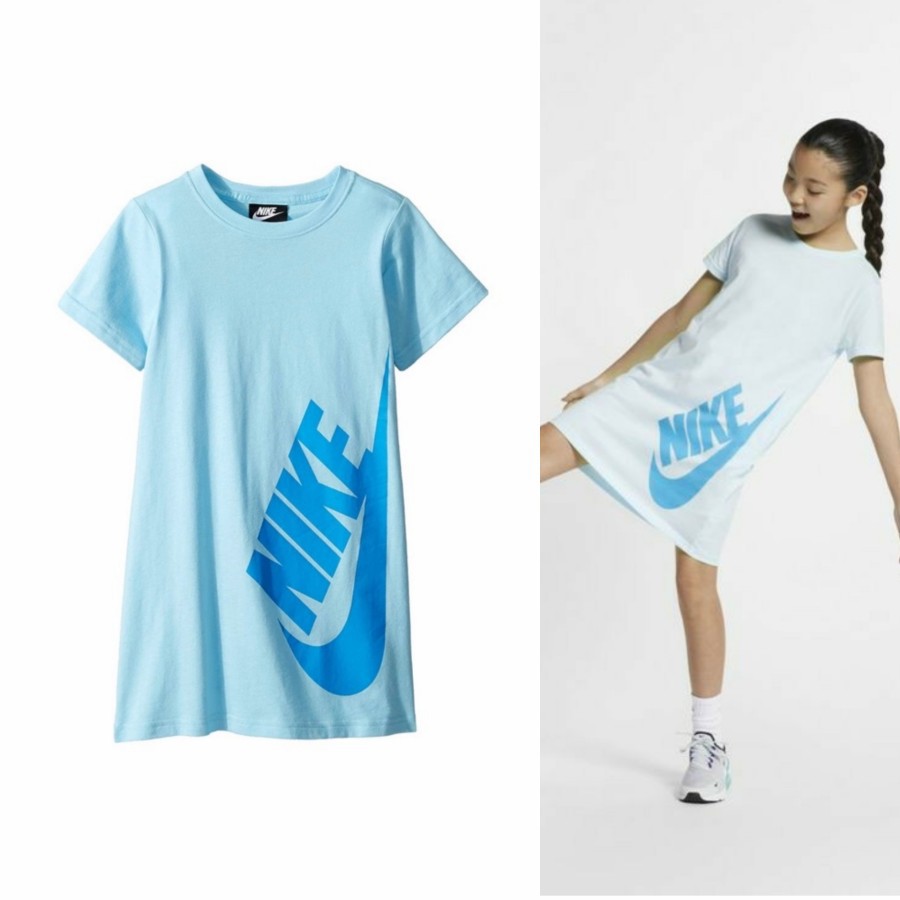 Dress Katun Anak Perempuan Nike Blue Size 4y / Kado Baju Kaos Katun Anak Ori Adem Bagus Murah / Rok 