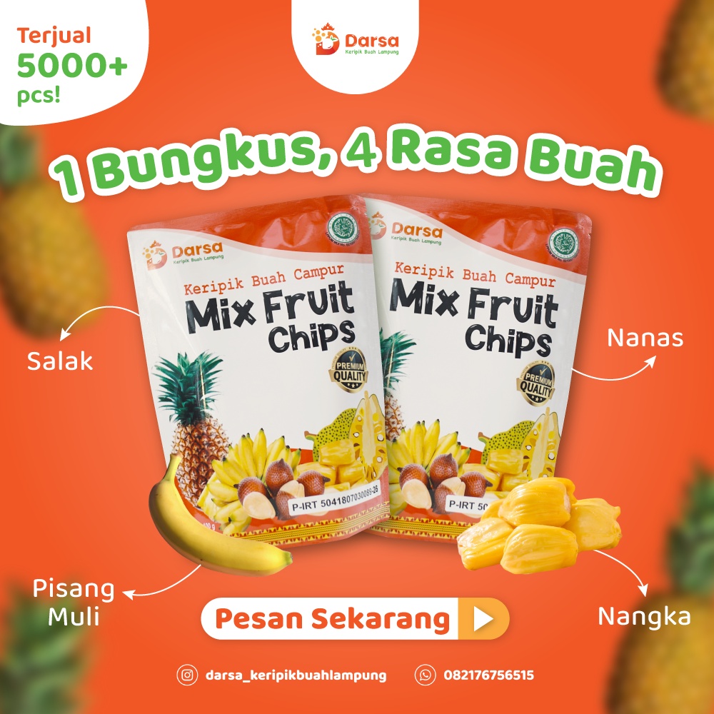 

Keripik Buah Campur 4 Rasa / keripik Nanas / keripik pisang muli / keripik nangka / keripik salak / mix fruit chips