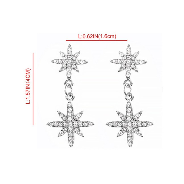 LRC Anting Tusuk Fashion White K Alloy Rhinestone Earrings D38854