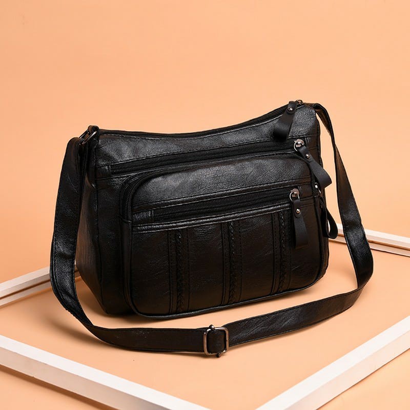 GT 1791 RISCE TAS SELEMPANG KULIT IMPORT BLACK WANITA CEWEK PEREMPUAN JAKARTA BATAM FASHION MURAH