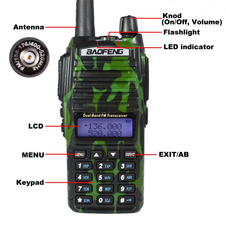 Radio Walkie Handy Talky HT BAOFENG POFUNG Dual Band UHF VHF UV-82 - Loreng Army (Camouflage)