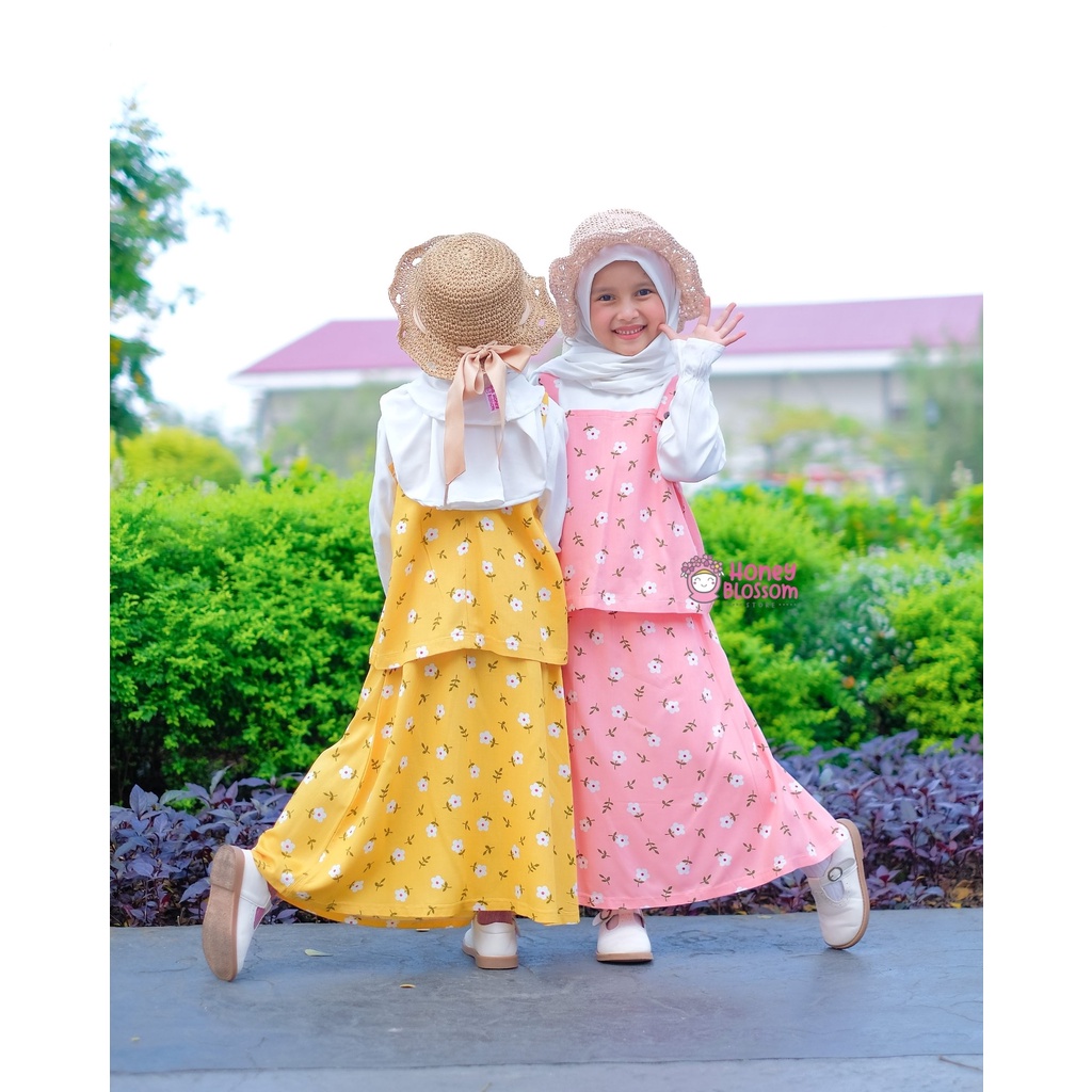 HoneyBlossom - setelan baju muslim anak perempuan / overall anak perempuan / overall rok ana / setelan rok anak perempuan cantik 2 tahun / alyssa series