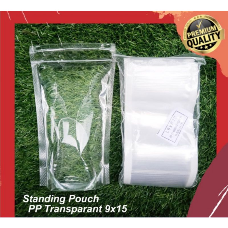 [50pcs] Standing Pouch plastik kemasan plastik klip PP transparant 9x15