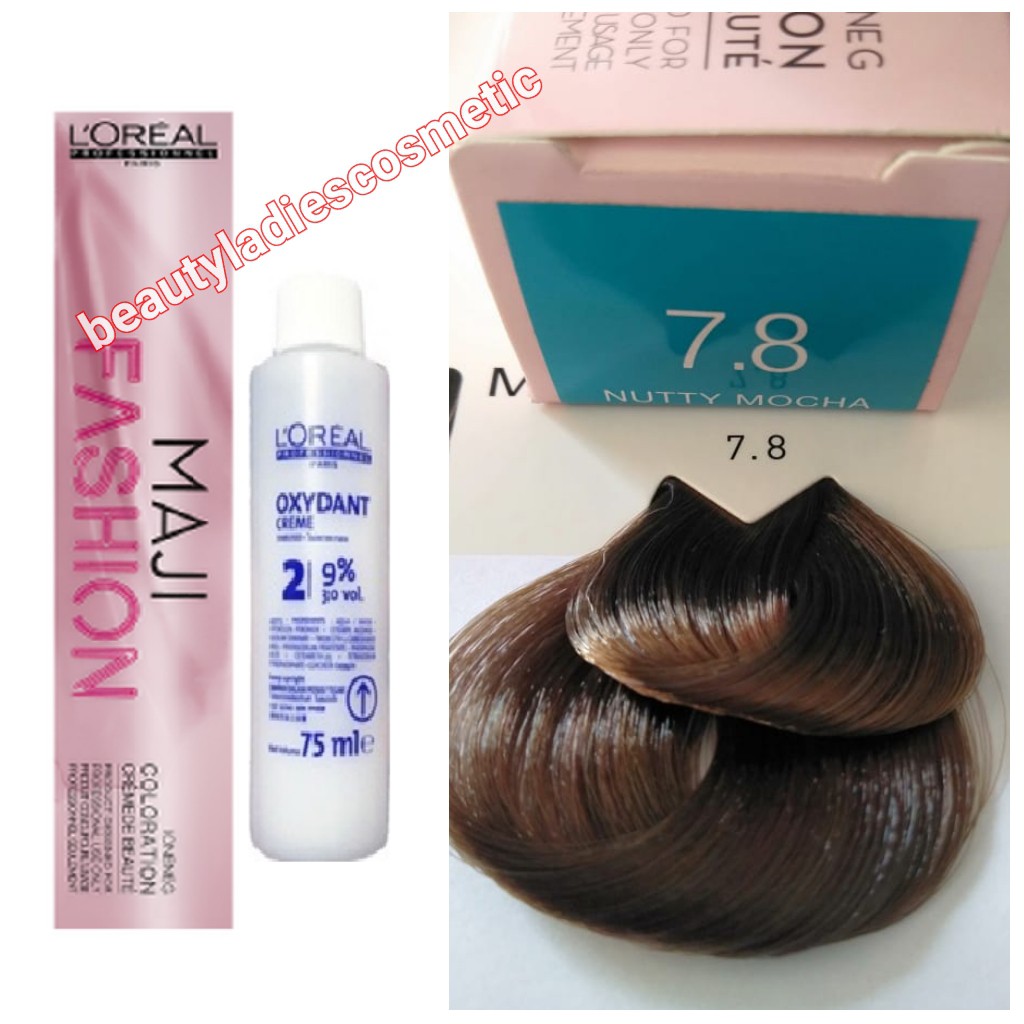 Loreal Majifashion Hair Color 7.8 Medium Mocha Cool Cover 50 ML & Oxydant 75 ML
