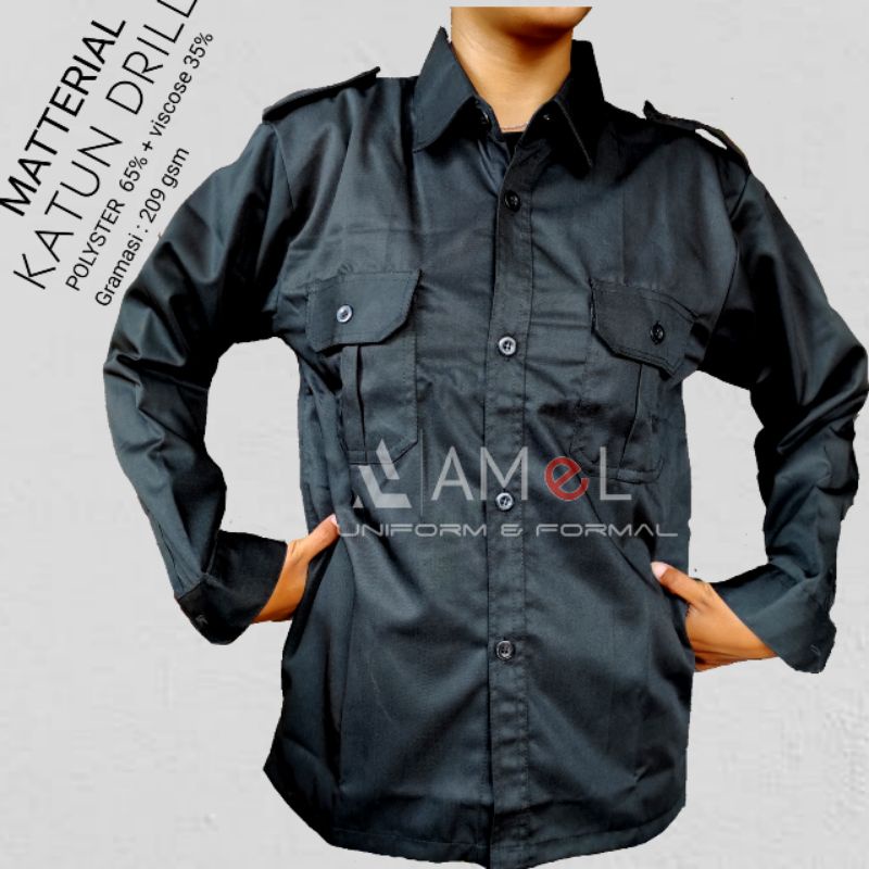AMeL-Baju PDH Hitam Lengan panjang
