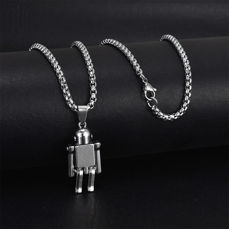 Kalung Rantai Panjang Liontin Bahan Titanium Steel Gaya Hip Hop Untuk Pria