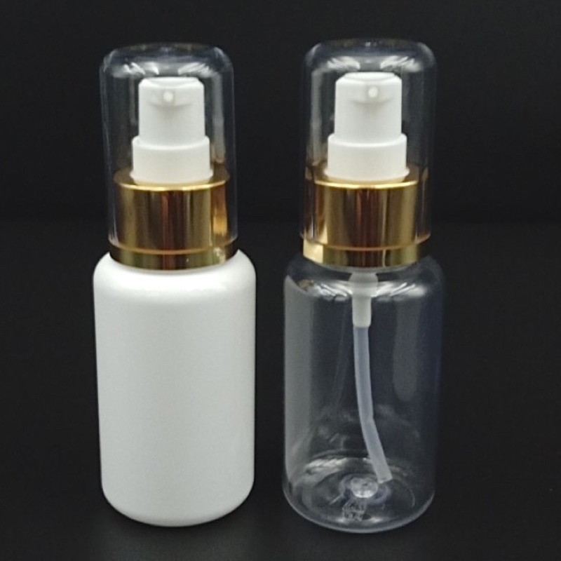 BOTOL TREATMENT 60ML PUMP GOLD FULCCAP / BOTOL TUBULAR 60 ML PUMP TREATMENT GOLD BOTOL PET 60ML NATURAL PUTIH