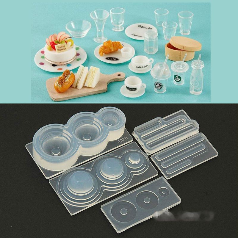 Moonlight&quot; 3D Mini Milk Tea Cup Bottle UV Resin Silicone Mold  Miniture Food Play Mold Tool