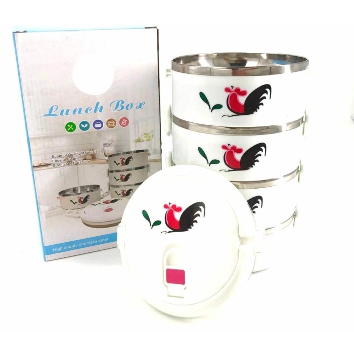 Rantang Makanan 4 Susun Stainless Motif Ayam Jago