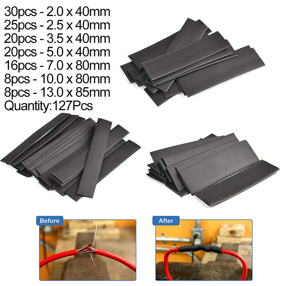 Suyo 127PCS Heat Shrink Sleeving Protection Cable Isolasi Listrik Tahan Air2: 1hitam