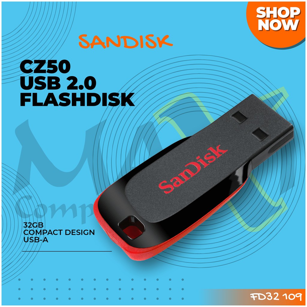 SanDisk Cruzer Blade 32GB USB 2.0 Compact Design USB Flash Drive Flashdisk