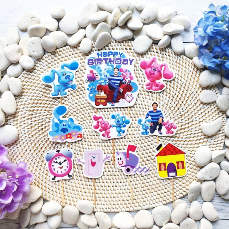 topper toper hiasan tusukan kue cake nasi tumpeng ulang tahun happy birthday karakter blues blue's c