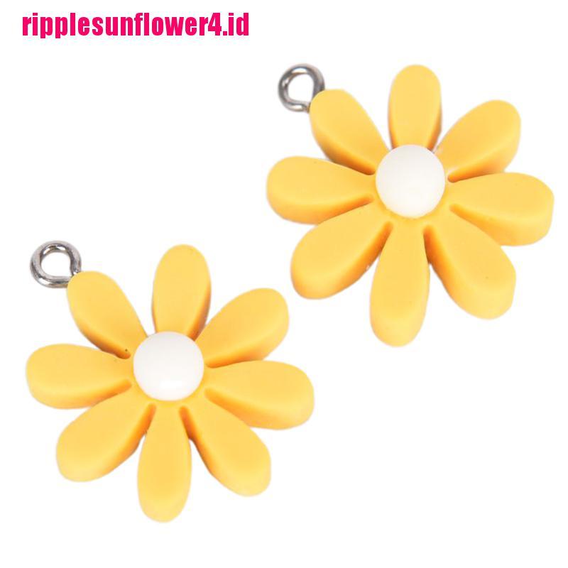 10pcs / set Liontin Bunga Matahari Daisy Kecil Bahan Resin Untuk Membuat Perhiasan DIY