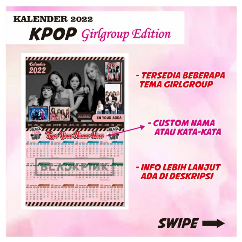 

Kalender 2025 Tema KPOP Girlband Custom Nama Uk A3
