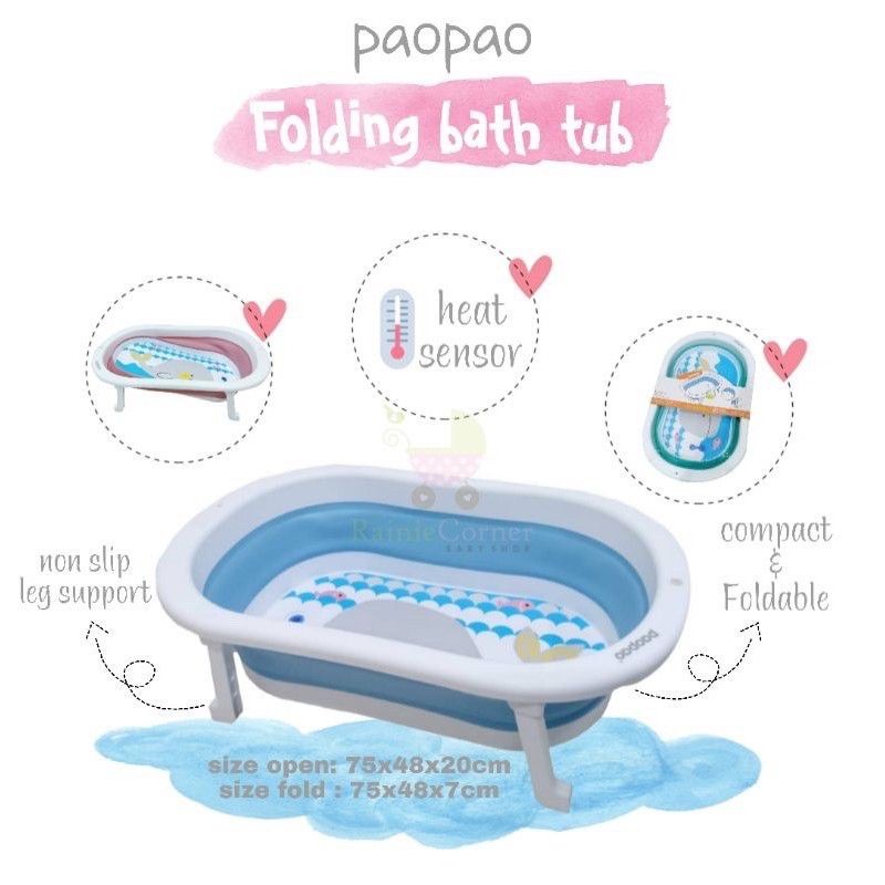 Paopao Folding Baby Bath Heat Sensor Tub Bak Mandi Bayi