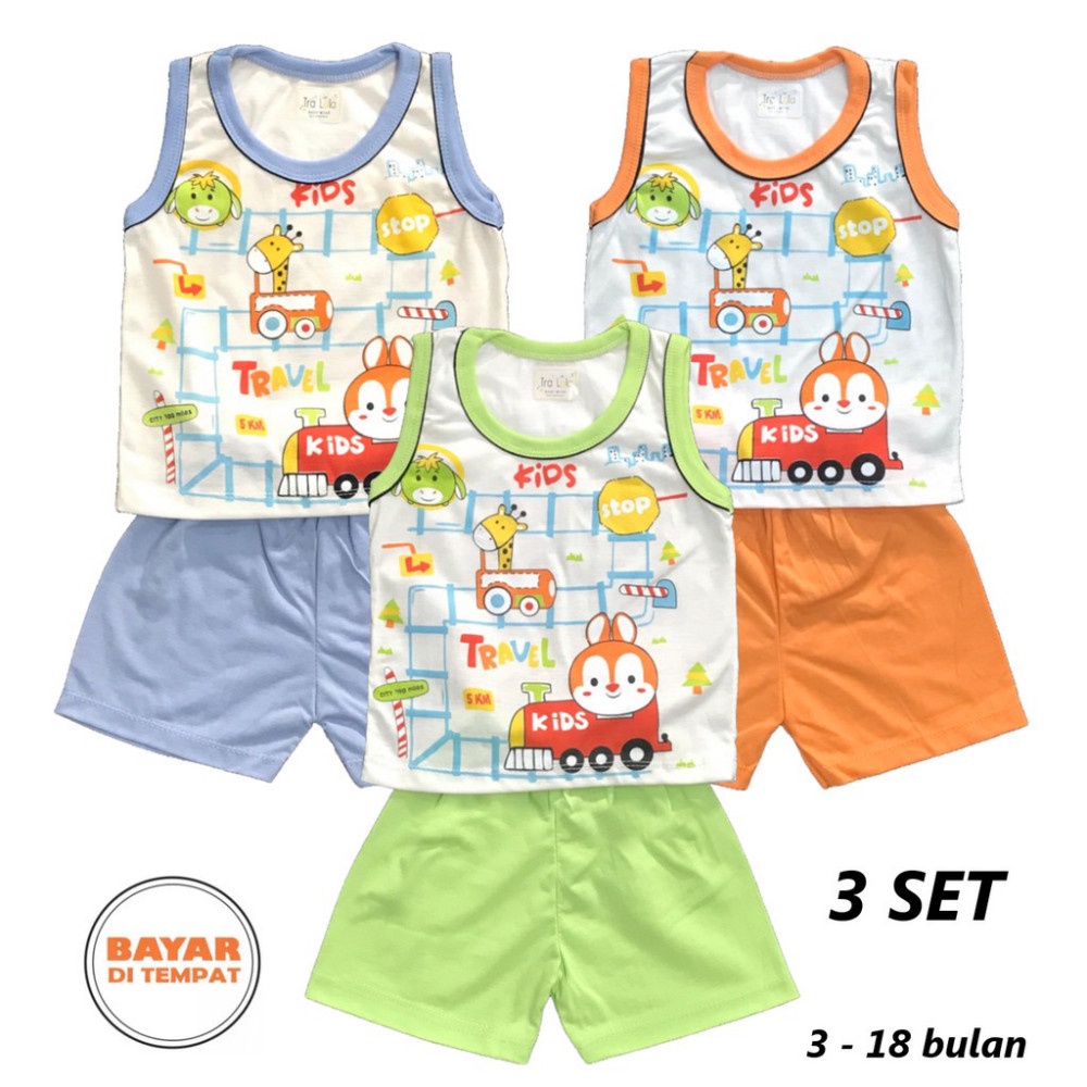 3 SET Setelan Kaos Oblong Bayi / Anak KUTUNG Motif Gambar Random TRALALA umur 3 - 18 bulan