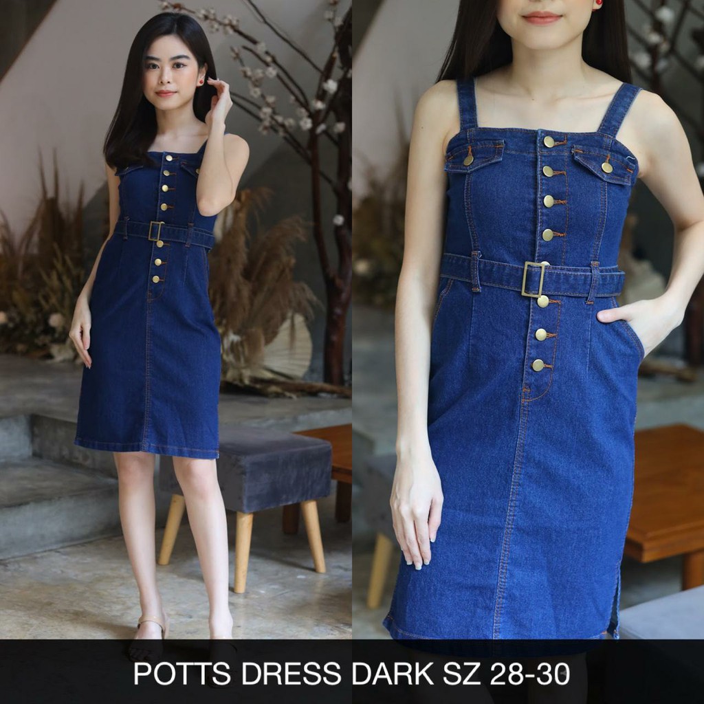 DRESS JEANS WANITA LONG POTTS DRESS DARK SZ 28-33 MELAR