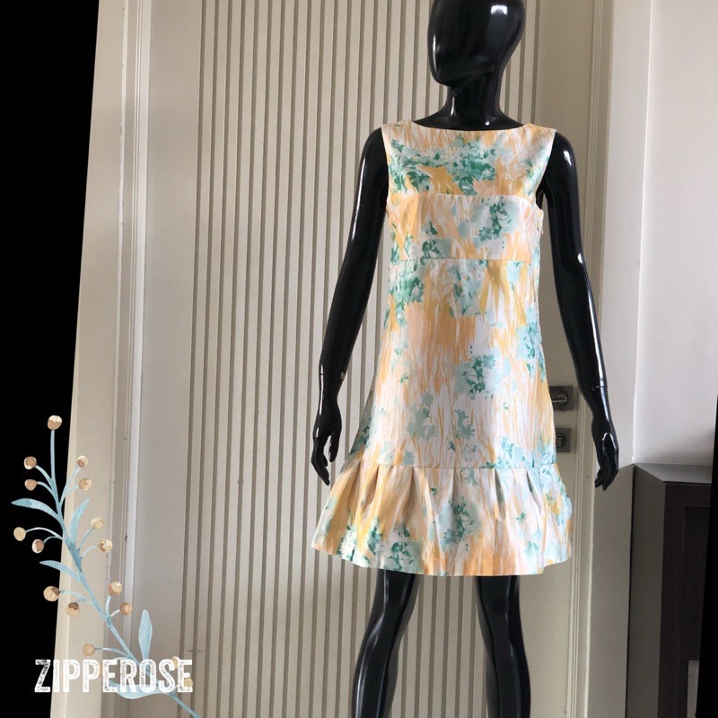 RED VLTN Yellow Graffiti Bow Dress #0163