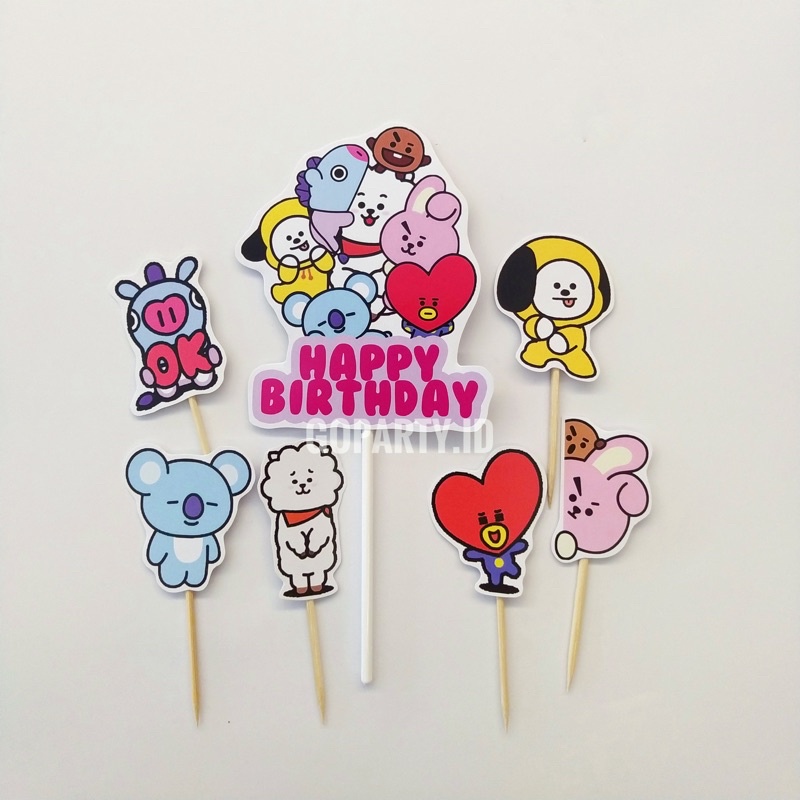 BT21 BTS CAKE TOPPER ULANG TAHUN BIRTHDAY DEKORASI HIASAN TUSUKAN KUE