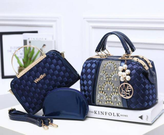 Tas WEBE* Aurelie 5713-1 (3in1) wanita branded batam glossy fashion import